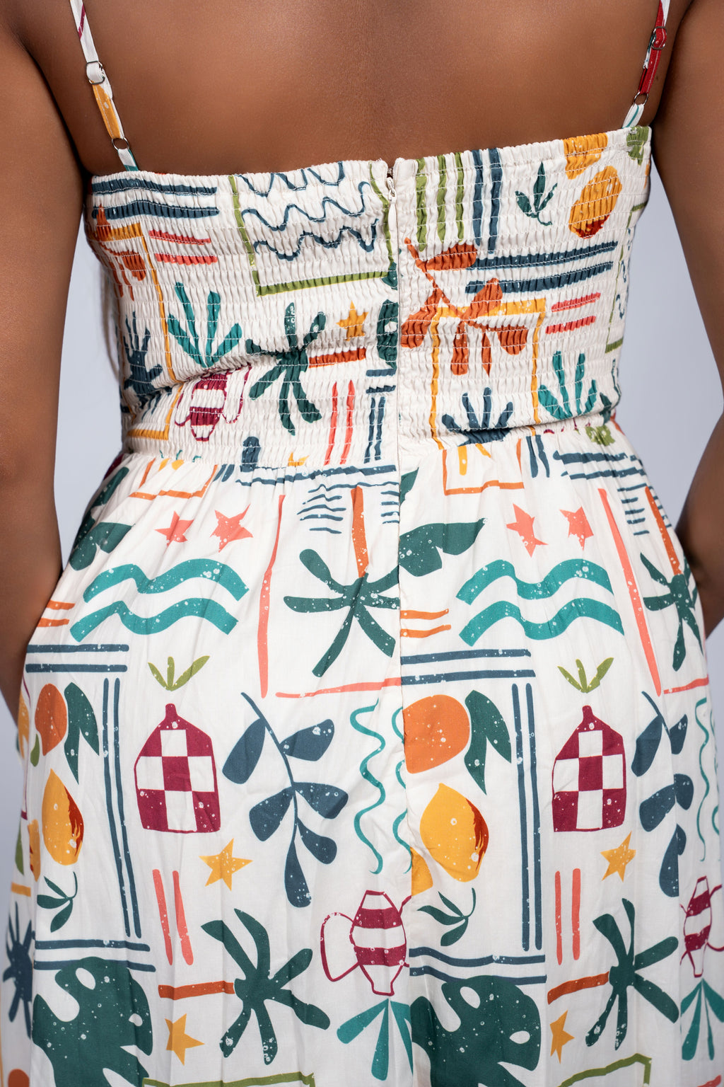 MULTI COLOR PRINT MIDI DRESS