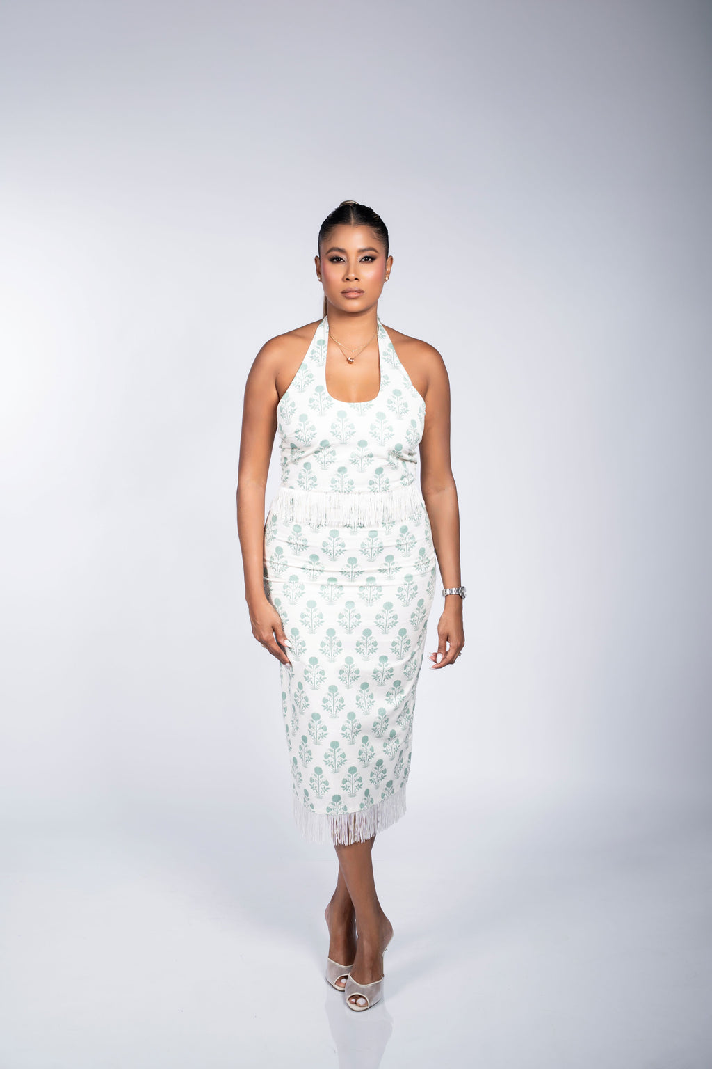BOTANICAL MIDI SKIRT