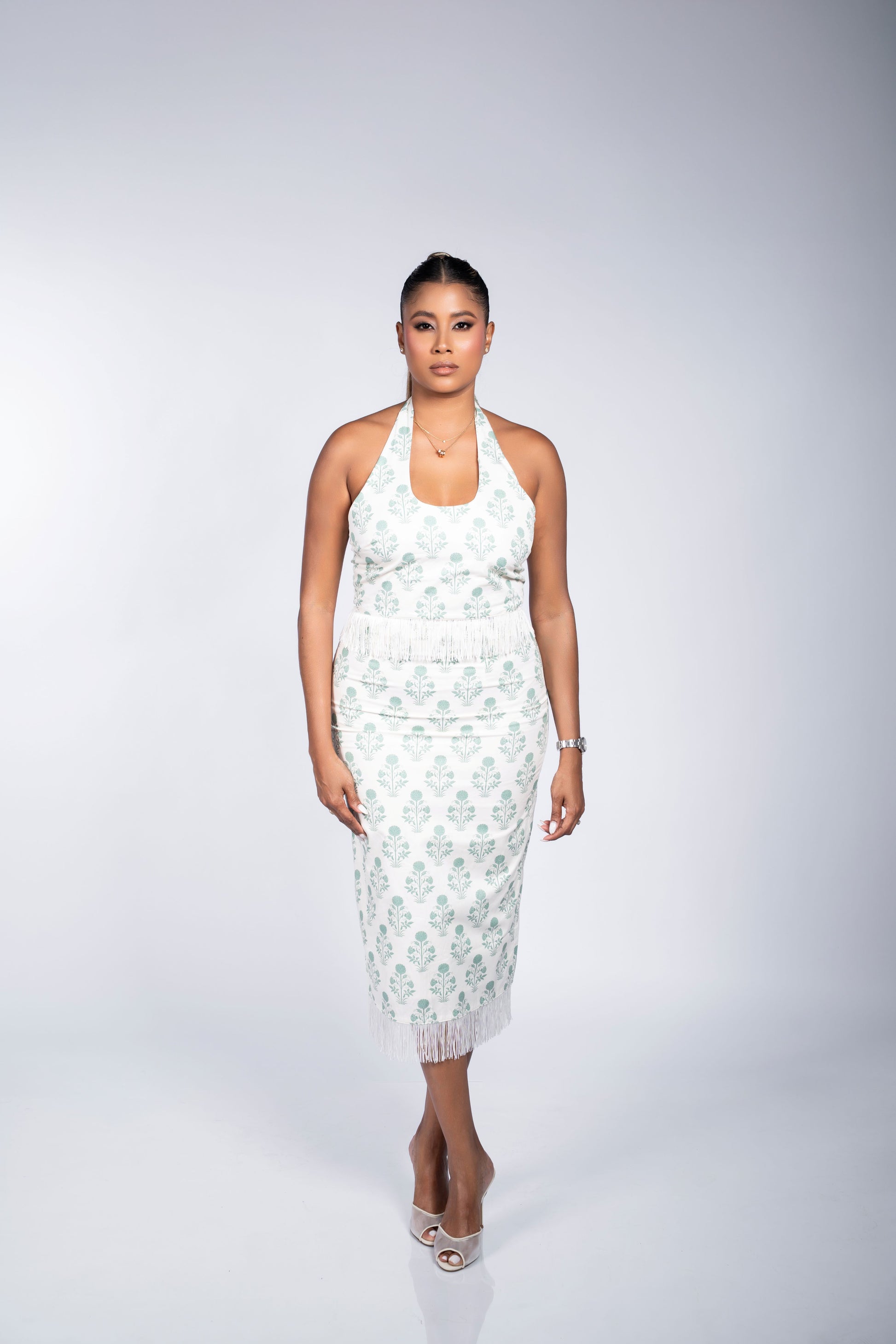 BOTANICAL MIDI SKIRT